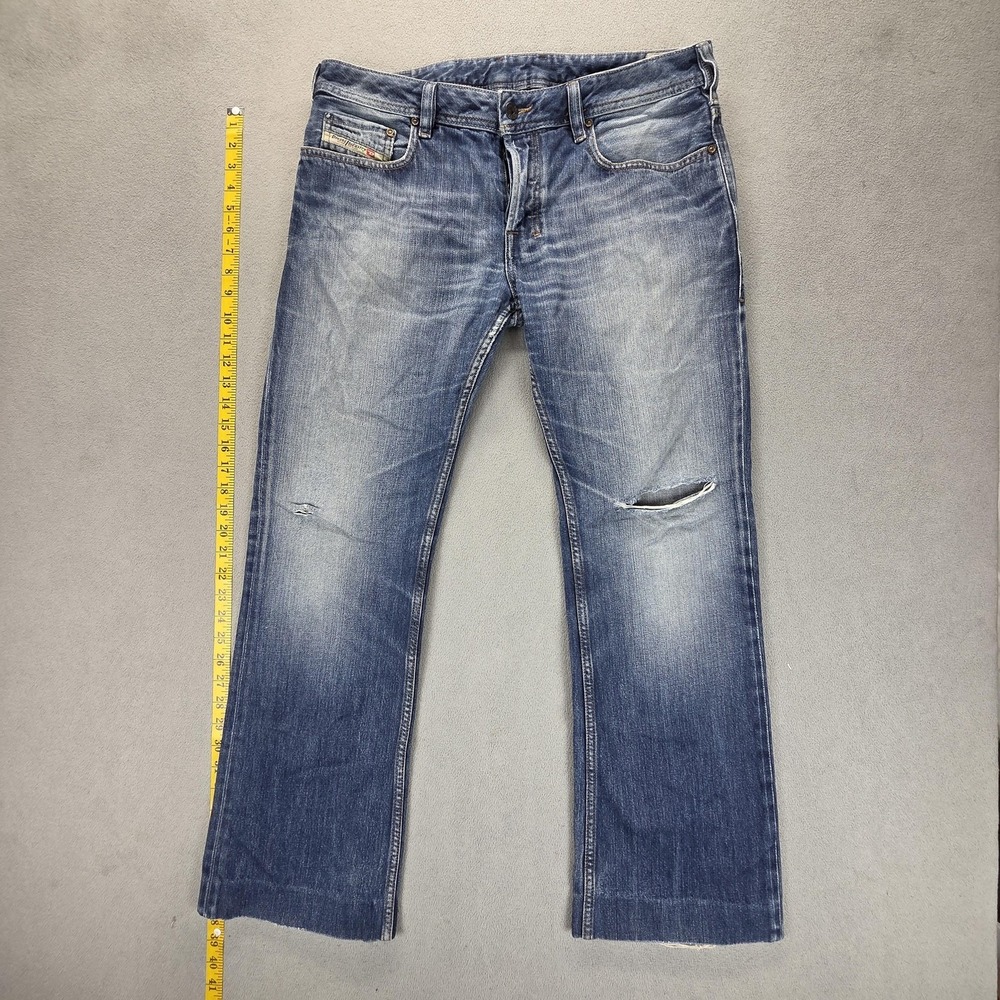 Diesel Zatiny Jeans Mens 32x32 Blue Med Wash Button Fly Altered Hem 008J4